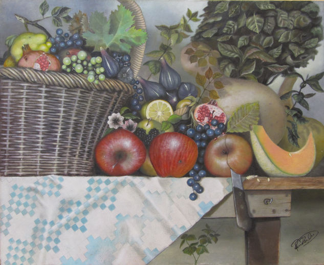 frutas de la temporada Oil Textile Still Life Paintings