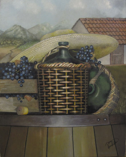 vino y tradicion Oil Textile Still Life Paintings