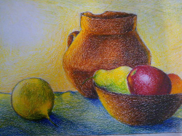 Naturaleza Muerta con frutas. Pastel Card Still Life Paintings