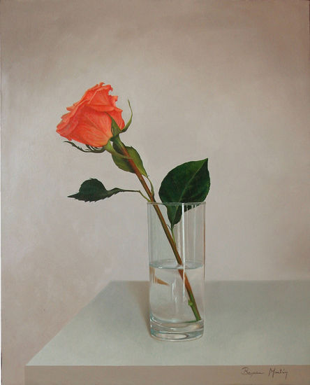 Rosa vaso Oil Canvas Still Life Paintings