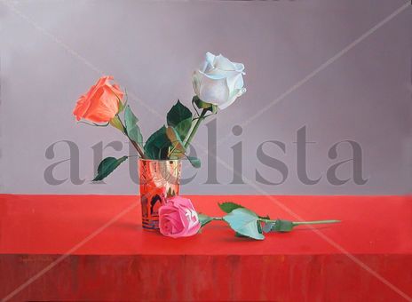 Vaso de té y rosas