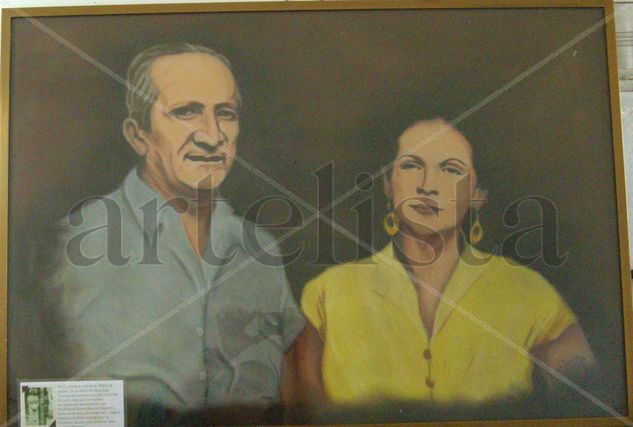 "Andrés Eloy y Lilina Iturbe de Blanco" Pastel Card Portrait