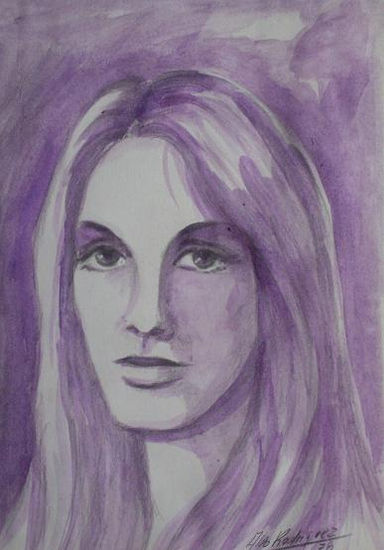 RETRATO EN VIOLETA Watercolour Card Portrait