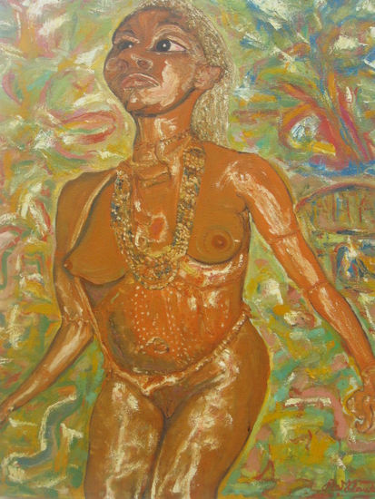 Mujer Acfricana(Tribu Masai) Óleo Lienzo Figura