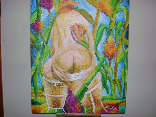 Al Son del Sorghum (maicillo) Acrylic Canvas Figure Painting