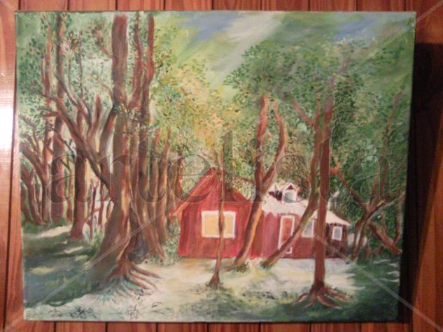 Casita en el bosque Acrylic Panel Landscaping