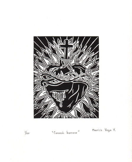 CORAZON BARROCO Linocut