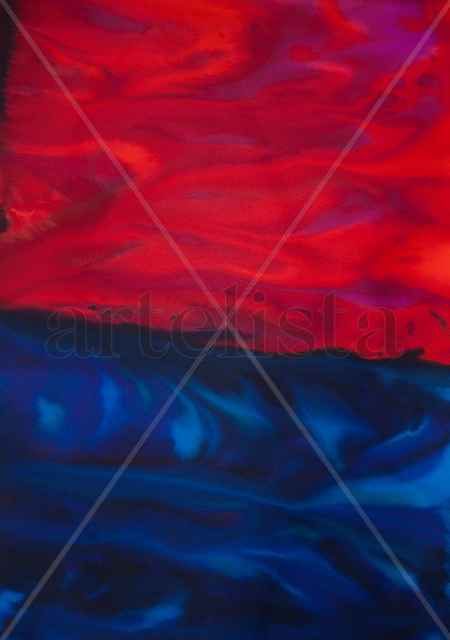 Cielo rojo sobre mar azul
