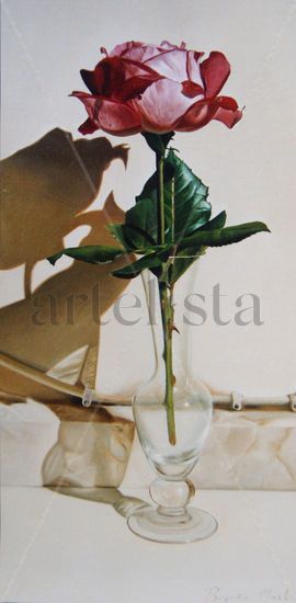 Rosa en jarrón Oil Canvas Still Life Paintings