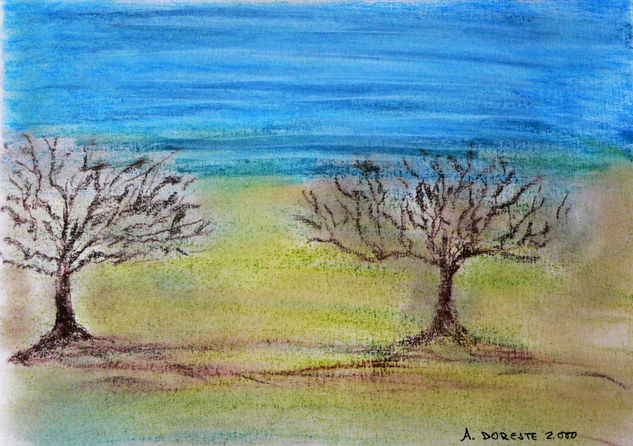 Raíces del silencio Pastel Paper Landscaping