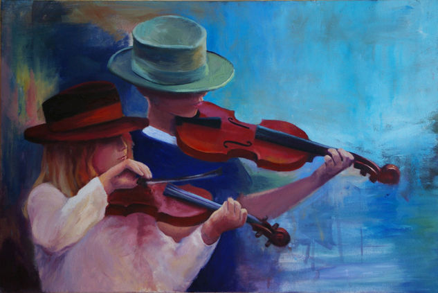 jóvenes violinistas Oil Canvas Figure Painting