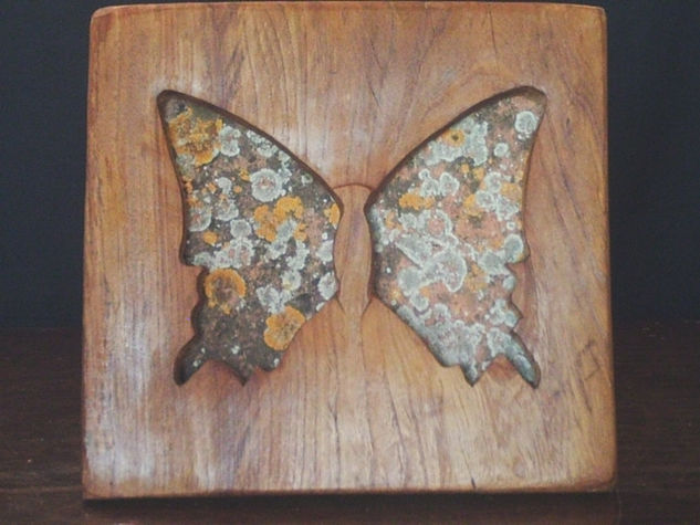 mariposa en ladrillos Madera Figurativa