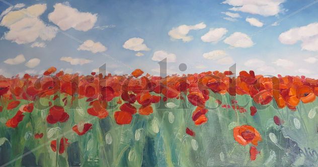 Campo florido, oleo sobre tela,40x80cm