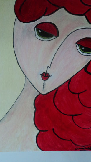 MUJER DE ROJO 2 Acrylic Panel Figure Painting