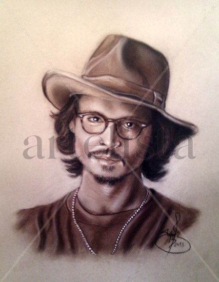 JOHNNY DEPP Pencil (coloured) Paper Portrait