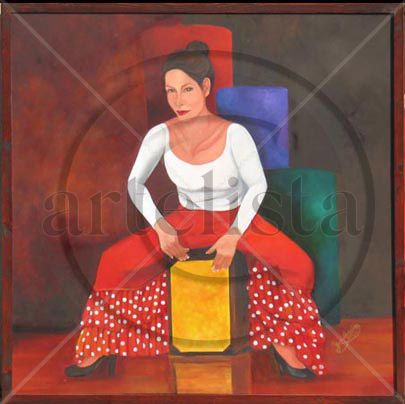 La tamborera Oil Canvas Figure Painting