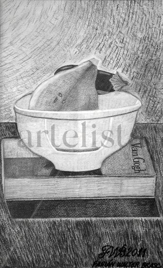 Naturaleza muerta con libro de Van Gogh (Still life with book by Van Gogh) Pencil