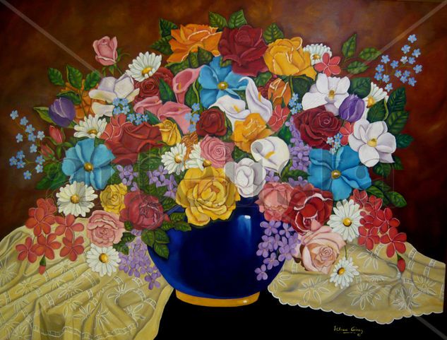 Bodegón Oil Canvas Floral Painting