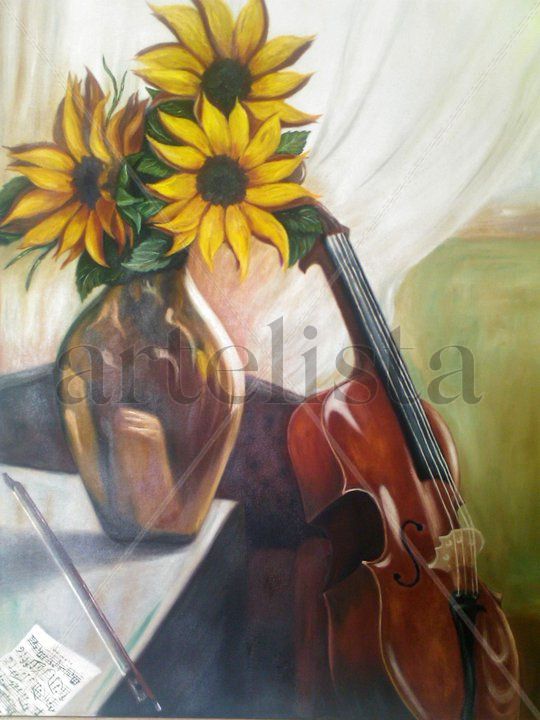"Violoncello con girasoles"