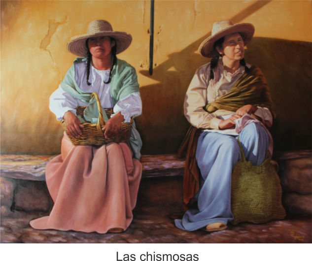 chismosas Oil Canvas Portrait