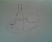 Vino, naranja y copa. Pencil