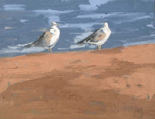 Gaviotas Oil Panel Marine Painting