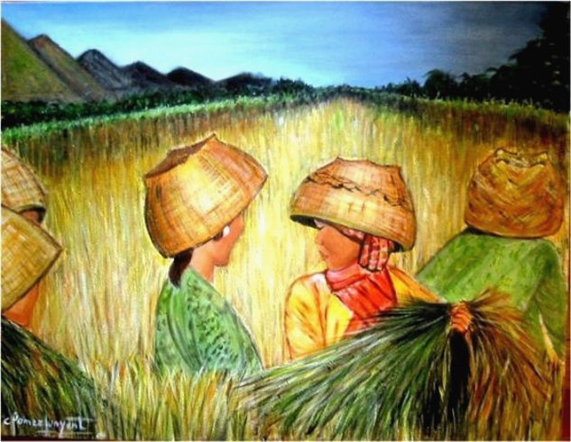 Arrozales de Bali Acrylic Canvas Landscaping