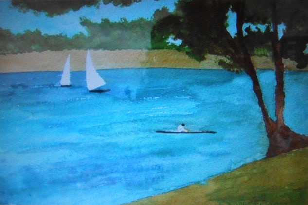 El Sena junto a la isla de la Grande-Jatte Watercolour Paper Landscaping