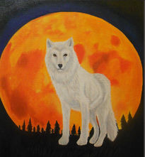 Full moon white wolf