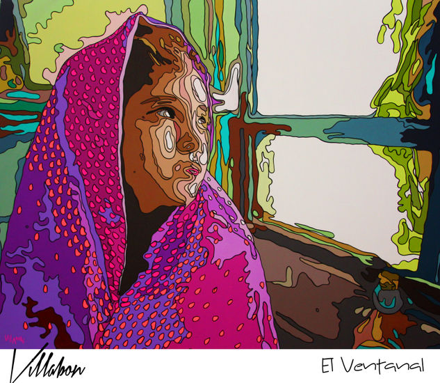 EL VENTANAL - CARLOS VILLABON Acrylic Canvas Figure Painting