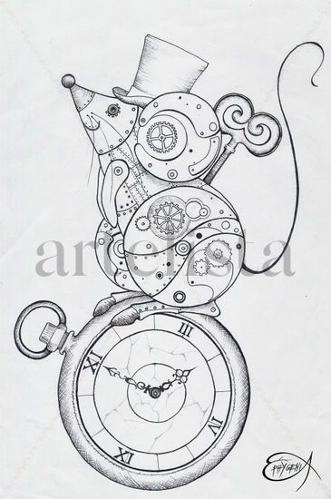 Steampunk Clockwork Mouse Ink