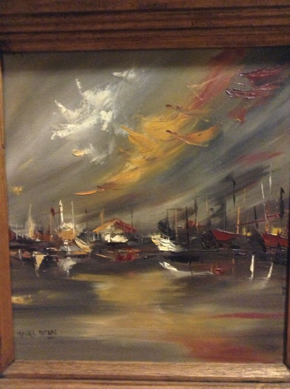 Amarrados Oil Canvas Marine Painting