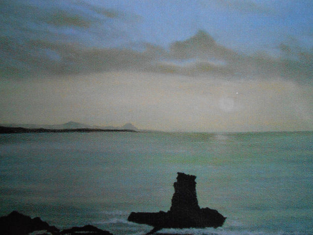 Sombras del atardecer en Las Canteras Pastel Papel Paisaje