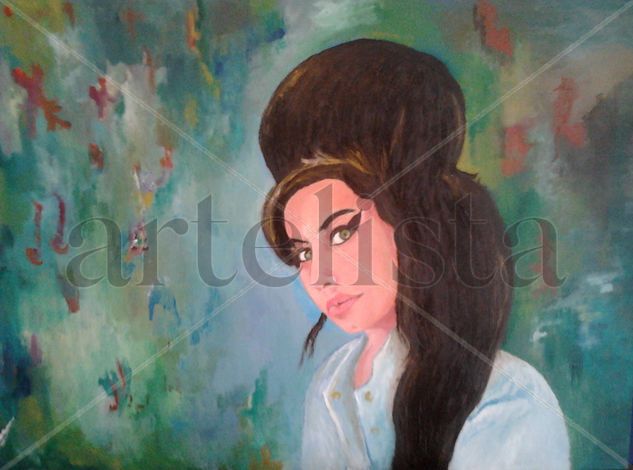 Amy winehouse Oil Panel Portrait