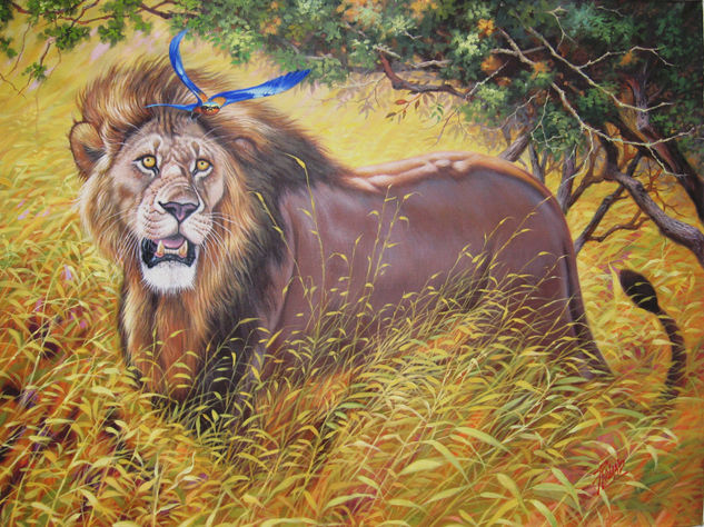 el rey se distrae Acrylic Canvas Animals