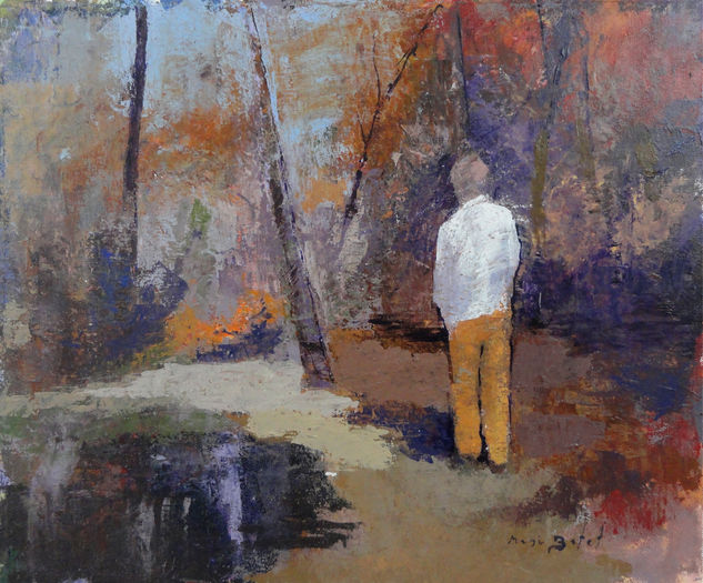 Figura en el parque Acrylic Canvas Landscaping