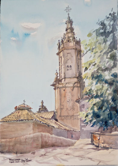 Iglesia de Mendigorría Watercolour Paper Landscaping