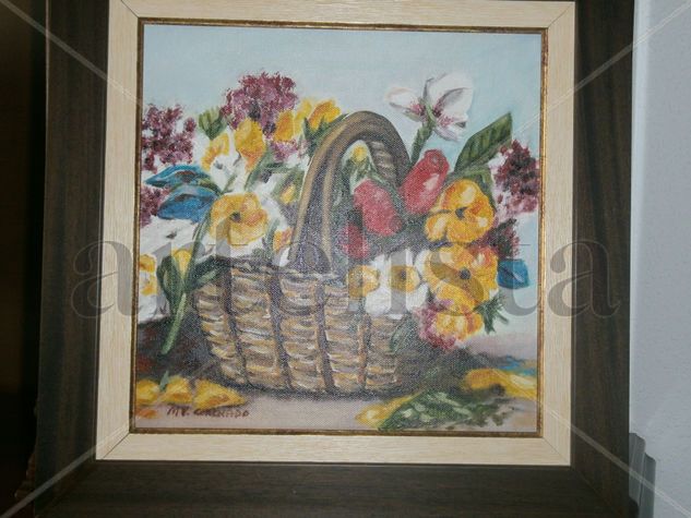 Cesta con flores Oil Canvas Floral Painting