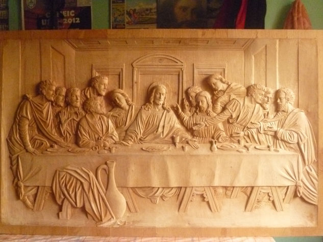 panel bajo relieve (Ultima cena) Wood Figurative