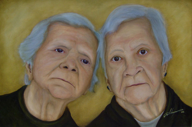 "Retrato de mis Abuelas" Oil Canvas Portrait