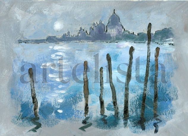 Atardecer en Venecia Acrylic Card Landscaping